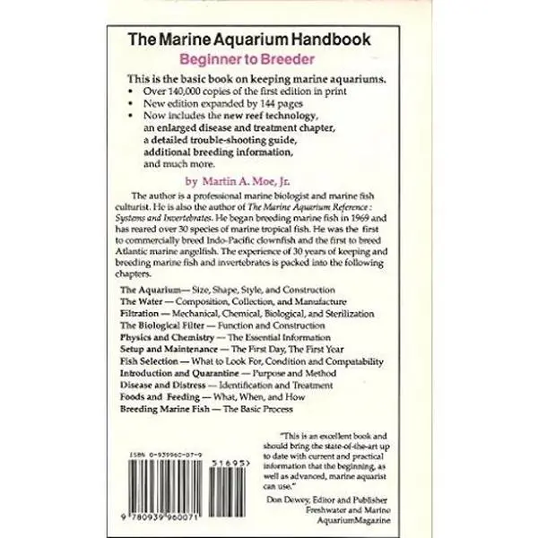 USED Book - The Marine Aquarium Handbook: Beginner to Breeder by Martin A. Moe (Paperback) - english