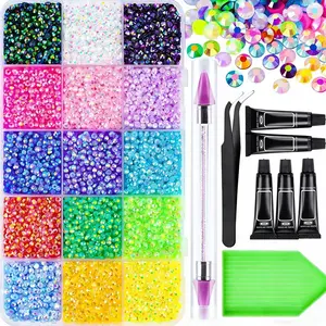 18000Pcs Multicolor 3mm Flatback Acrylic Rhinestones, with FREE Jewelry Glue, Rhinestone Picker Tool for DIY Craft Clothes Shoes Nail Art