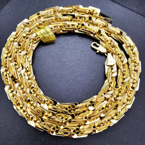 MaxBling81 Men's Chunky Trendy 14K Gold-Plated Brass Necklace for Adults, 8mm Thick Square Rope Chain with Authenticity Mark, Long Options (9in, 30in, 36in), Daily Wear Men's Jewelry