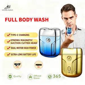 VETTIS PAOLO Men's Electric Shaver, USB Charging, Ip55 Waterproof, Magnetic Head, Compact Design, Portable, Ideal Gift for Men, Cordless Waterproof Shaver