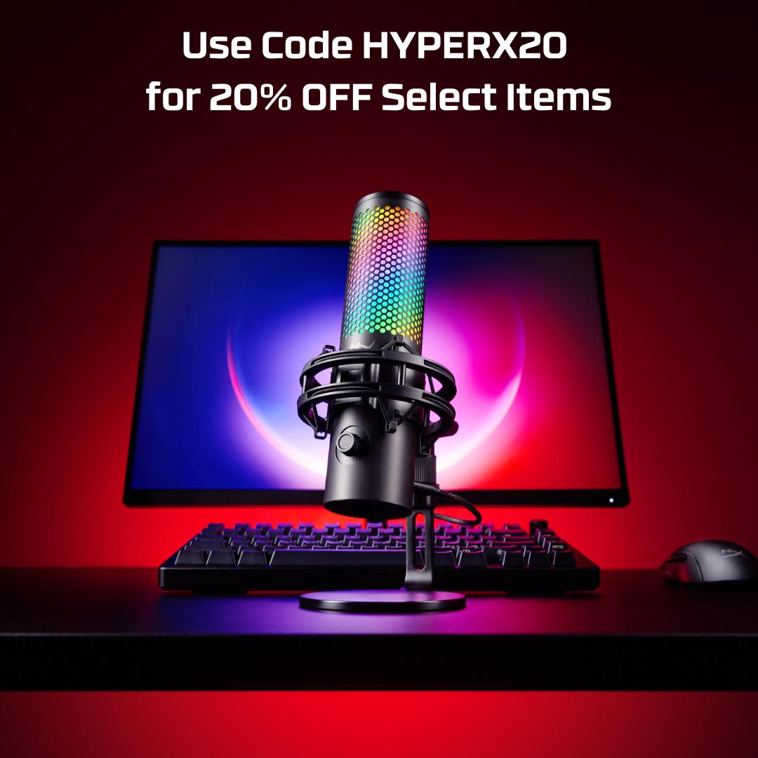 HyperX QuadCast 2 S USB Microphone with RGB Lighting, Tap-to-Mute Sensor, and Multifunction Knob for Enhanced Gaming Experience