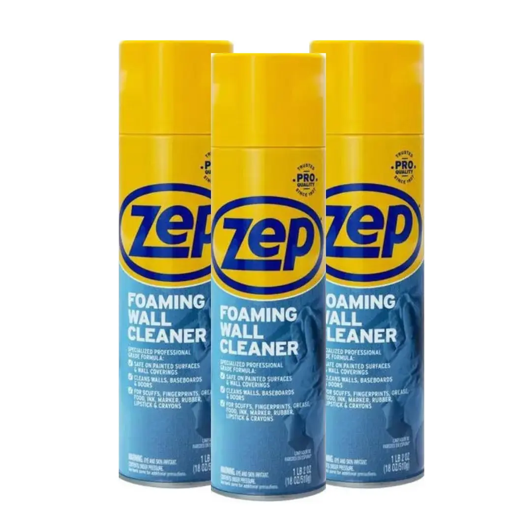 Zep Wall Cleaner Foam 18 oz. Household, Heavy Duty Foaming Wall Cleaner, Thick Clinging Foam Lifts Scuffs & Grime, ZEP No-Scrub Formula for Painted Walls & Surfaces, Simply Spray Wipe and Done, Safe on Finishes Leaves No Residue