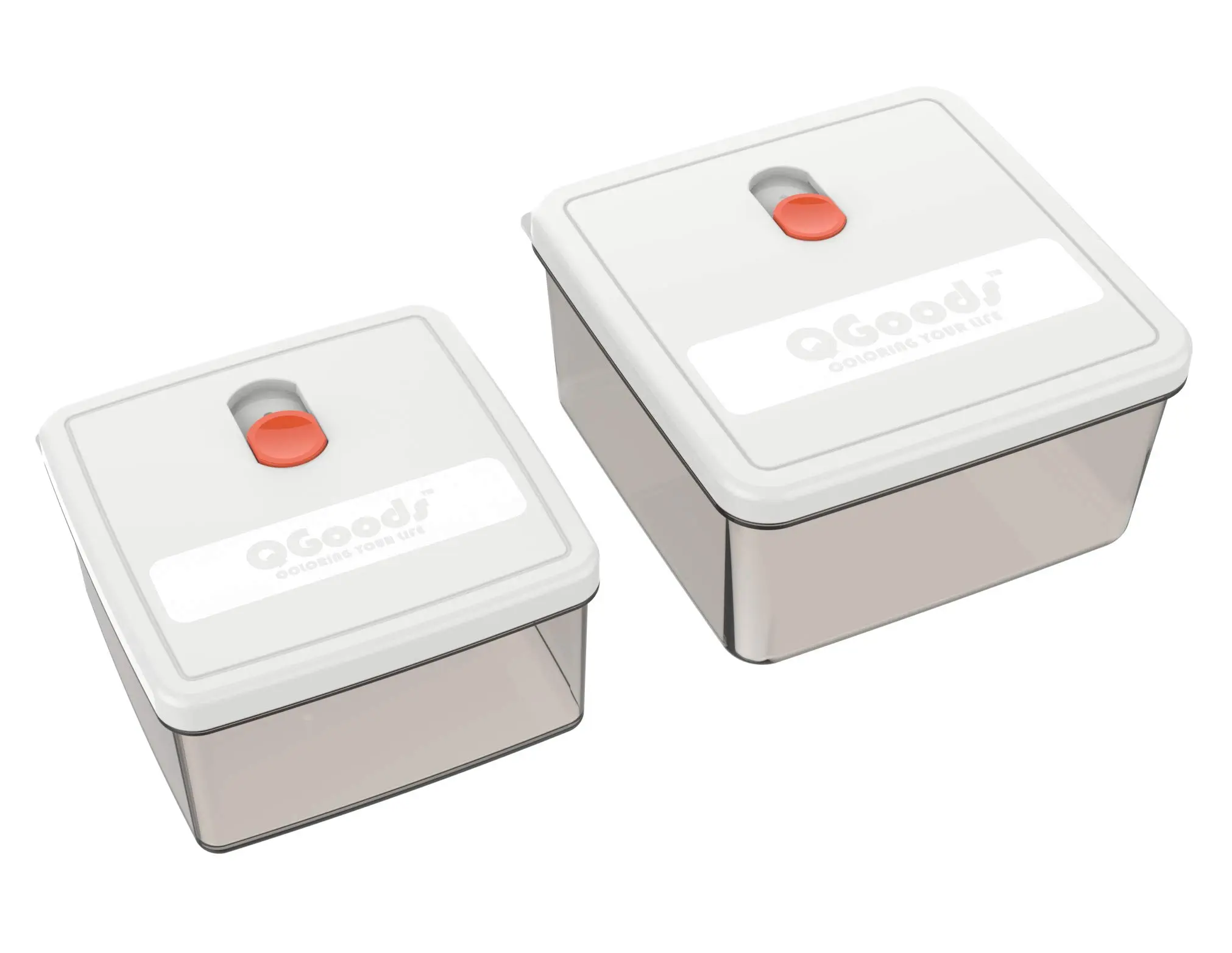 QGoods QG 70 & 40oz Square Plastic Food Storage Containers with Lids BPA Free - 2 Pieces White