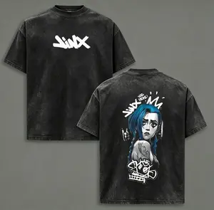 valentine shirts Retro Vintage Jinx x Powder Arcane: League of Legends Washed T-shirt Game Cotton, FPS, Game Lover Unisex Shirt Gift for Him Her Y2K Hoodie Sweatshirt Clothes Menswear streetwear t-shirt clothes