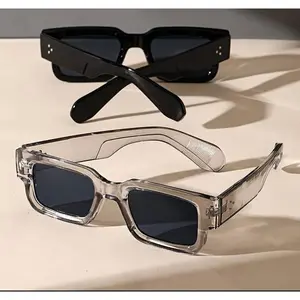 2-Pack Retro Square Sunglasses Set – Black & Translucent Frames, UV400 Protection, Y2K Stylish Look for Summer Beach, Travel & Streetwear lady baggy cardigan perfect holiday party favor thick plush green candlestick easy cut wooden peanut  chain jacquard