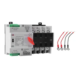100Amp AC220V Automatic/Manual Transfer Switch 4P 50/60Hz, 4POLE 100A Mini ATS Solar Auto Dual Power Switch W2R for Home Generator, Din Rail Mount Cn Automatic Changeover Fast Transfe for,Rv,Lv Power