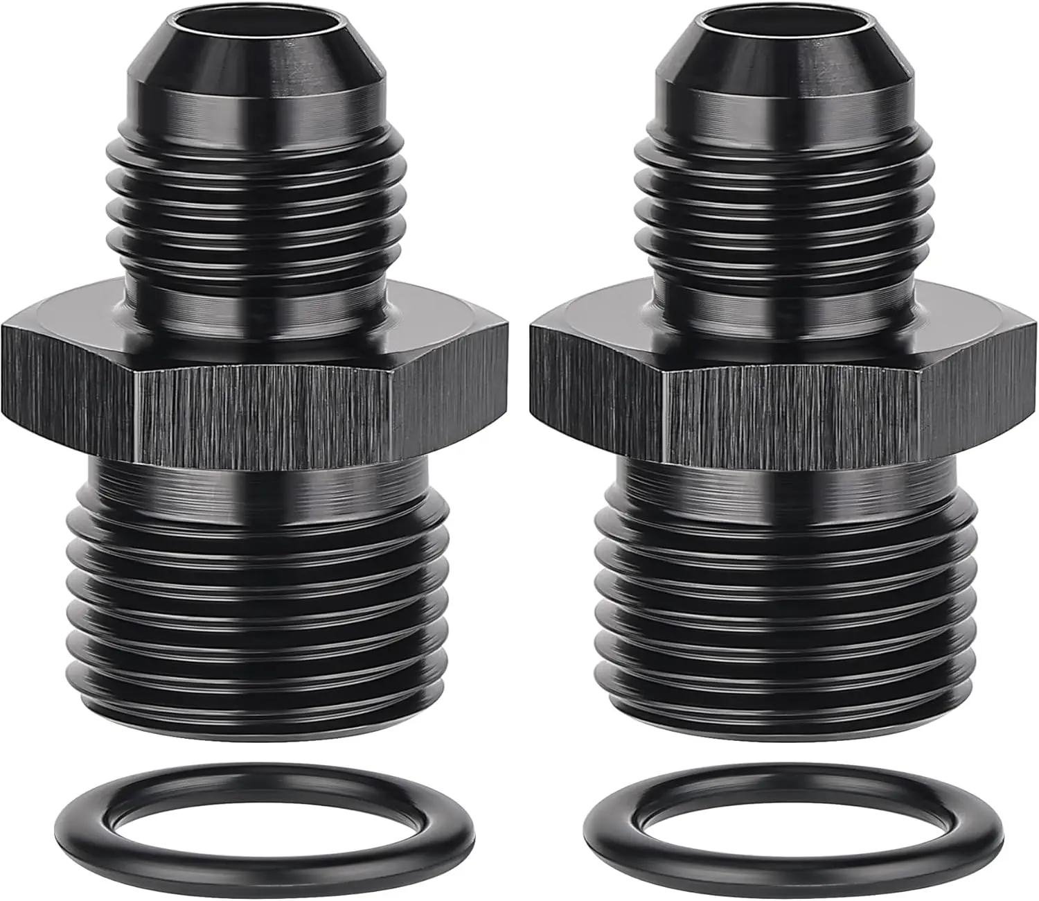 6AN Male Flare to M18 x 1.5mm Male Metric Fitting Adapter Aluminium Alloy 2PCS