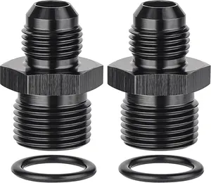 6AN Male Flare to M18 x 1.5mm Male Metric Fitting Adapter Aluminium Alloy 2PCS