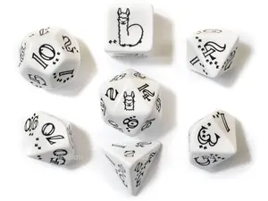 Bright Llama | White & Black Dice Set (7) | Q Workshop