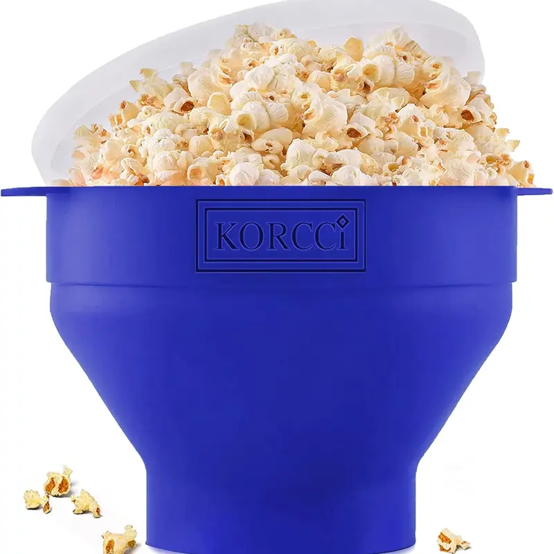 Silicone Microwave Popcorn Popper Bowl - BPA-Free, Collapsible Reusable Kitchen Gadget for Effortless Popcorn Making, Oil-Free Popping Keeps Snacks Light, Collapses Flat to Save Drawer Space for Home Use