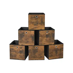 SONGMICS Set of 6 Brown & Black Folding Storage Box SONGMICS Set of 6 Brown & Black Folding Storage Box