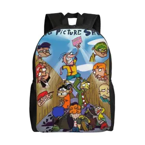 Ed, Edd n’ Eddy backpack — large-capacity student school bag for campus and daily use; 17-inch laptop bag for boys and girls students