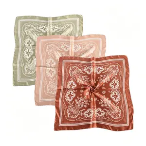 3-Pack Vintage Paisley Polyester Satin Square Scarf, 27.5 x 27.5 inches, Multi-Purpose Bag Accessory/Neck Accessory Gift Bandana
