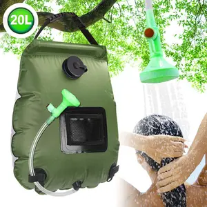 Outdoor Toiletry Bag 20L Shower Bag Solar Heat-Absorbing Military Green 5-Gallon Outdoor Camping Shower Bag