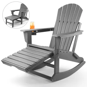 Rocking Adirondack Chair,Adirondack Chair with Ottoman,Folding Adirondack Chairswith Cup Holder,Plastic Adirondack Chairs for Adults,350 lb Adirondack Chairs Weather Resistant,Fire Pit Chairs adirondack chair