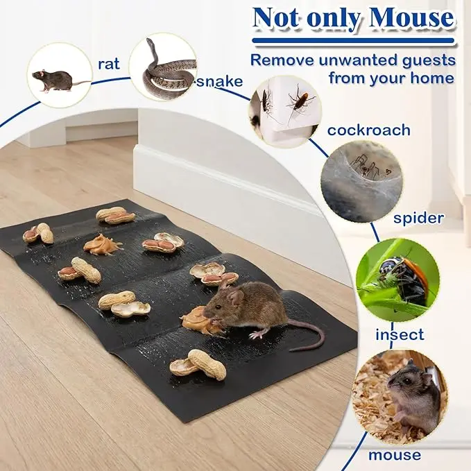 4 Pack Sticky Mouse Traps, Sticky Traps for Rats Mice Rodents  No Touch Indoor Mouse Traps for Home Kitchen Garage Attic Basements, Easy to Set, Green