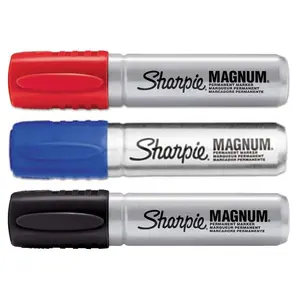 Sharpie Magnum Oversized Permanent Markers, Chisel Tip, 3-Color Set (Blue, Black, Red) for Office Stationery Writing & Correction Needs