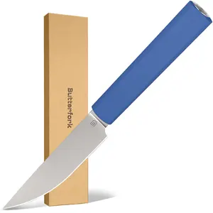Butterfork Purest  3.5'' Paring Knife with Oak Sheath, Morden Vegetable & Fruit Knife, AR-RPM9 Stainless Steel, Replaceable ABS Handle, Ultramarine