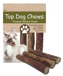 Top Dog Chews Bully Bar 5-6 Gullet Stuffed with Ground Pizzle 3 Pack Premium Natural Chews for Dogs High in Protein Low in Fat