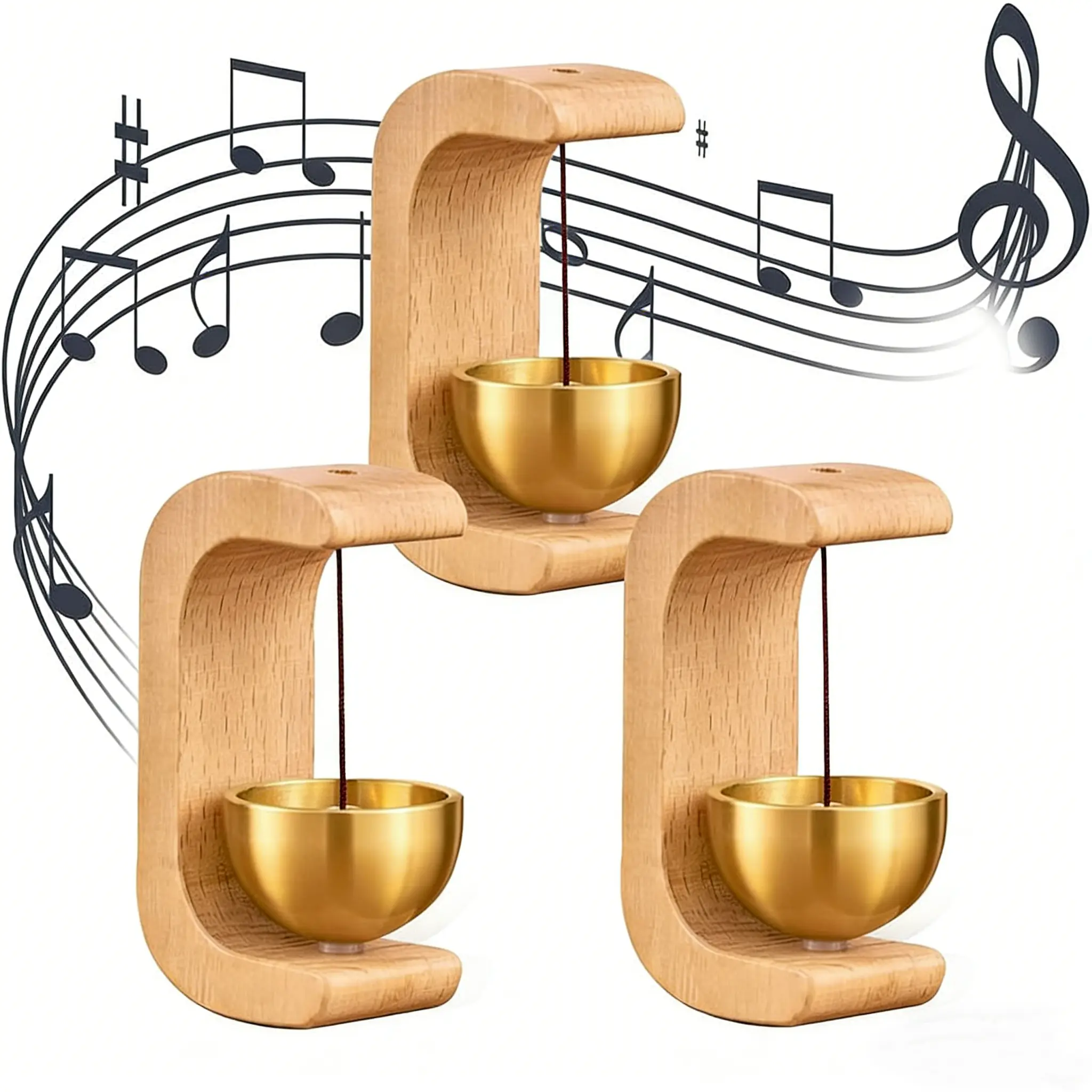 3-PACK Magnetic Door Wind Chime & Door Bell, Hangable Entry Suction Door Type Wind Chime, Door Bell Hanging Ornament, Wooden Hook Design For Home & Store Entrance Decor, Home Decor Supplies