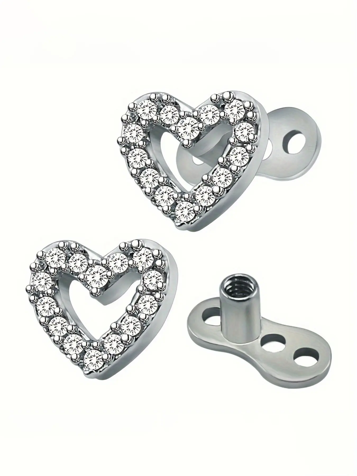 Heart-Shaped Stainless Steel Earrings Zs169 Skin Implant Ear Studs Perfect Valentine Gift Daily Wear Synthetic Gemstone All-Season Cute Style Heart Jewelry Hypoallergenic Jewelry Stud Embellished Fashionable Jewelry Accessories
