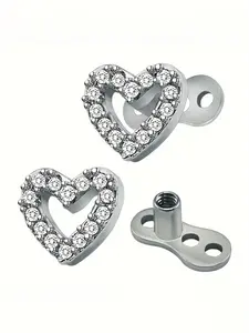 Heart-Shaped Stainless Steel Earrings Zs169 Skin Implant Ear Studs Perfect Valentine Gift Daily Wear Synthetic Gemstone All-Season Cute Style Heart Jewelry