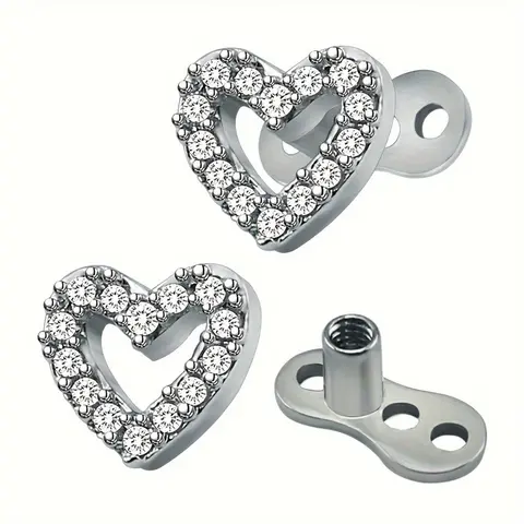Heart-Shaped Stainless Steel Earrings Zs169 Skin Implant Ear Studs Perfect Valentine Gift Daily Wear Synthetic Gemstone All-Season Cute Style Heart Jewelry Hypoallergenic Jewelry Stud Embellished Fashionable Jewelry Accessories, High Quality Earrings