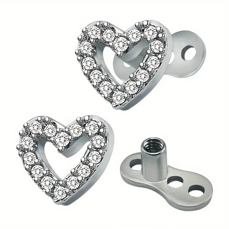 Heart-Shaped Stainless Steel Earrings Zs169 Skin Implant Ear Studs Perfect Valentine Gift Daily Wear Synthetic Gemstone All-Season Cute Style Heart Jewelry Hypoallergenic Jewelry Stud Embellished Fashionable Jewelry Accessories, High Quality Earrings