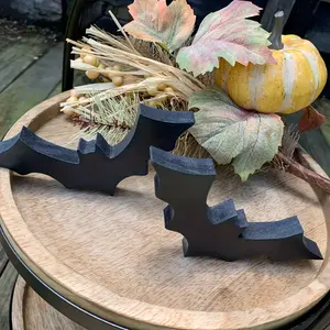 Wooden Bat Decoration, 2 Counts Halloween Bat Ornament, Halloween Decoration, Festive Decorations, Outdoor Hanging Decoration for Home Party