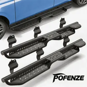 POFENZE-Mestan Running Boards Side Steps Compatible for 2018-2026 Ford Expedition(Not Fits Max Model) SUV, Two Stairs Design Bolt-on Side RailsStepNerf Bar (Black Powder Coated-Star Logo)