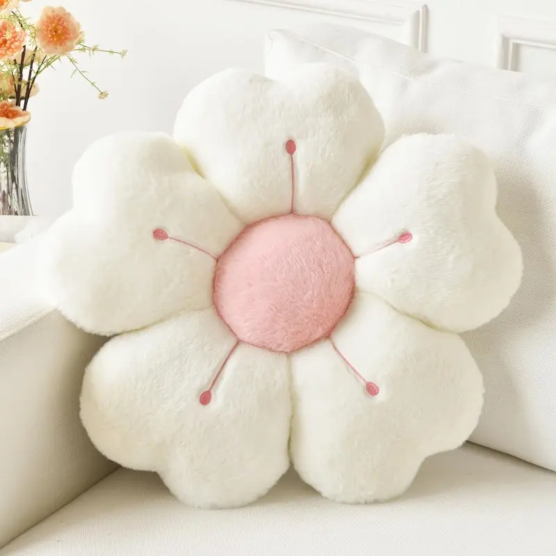 Cute Floral Daisy Throw Pillow, 13.7 inch Soft Plush Accent for Bed and Sofa, Pink Maternity-Friendly Home Decor - No Accessories, Decorative Cushion, Daisy Flower, Plush Throw Pillow