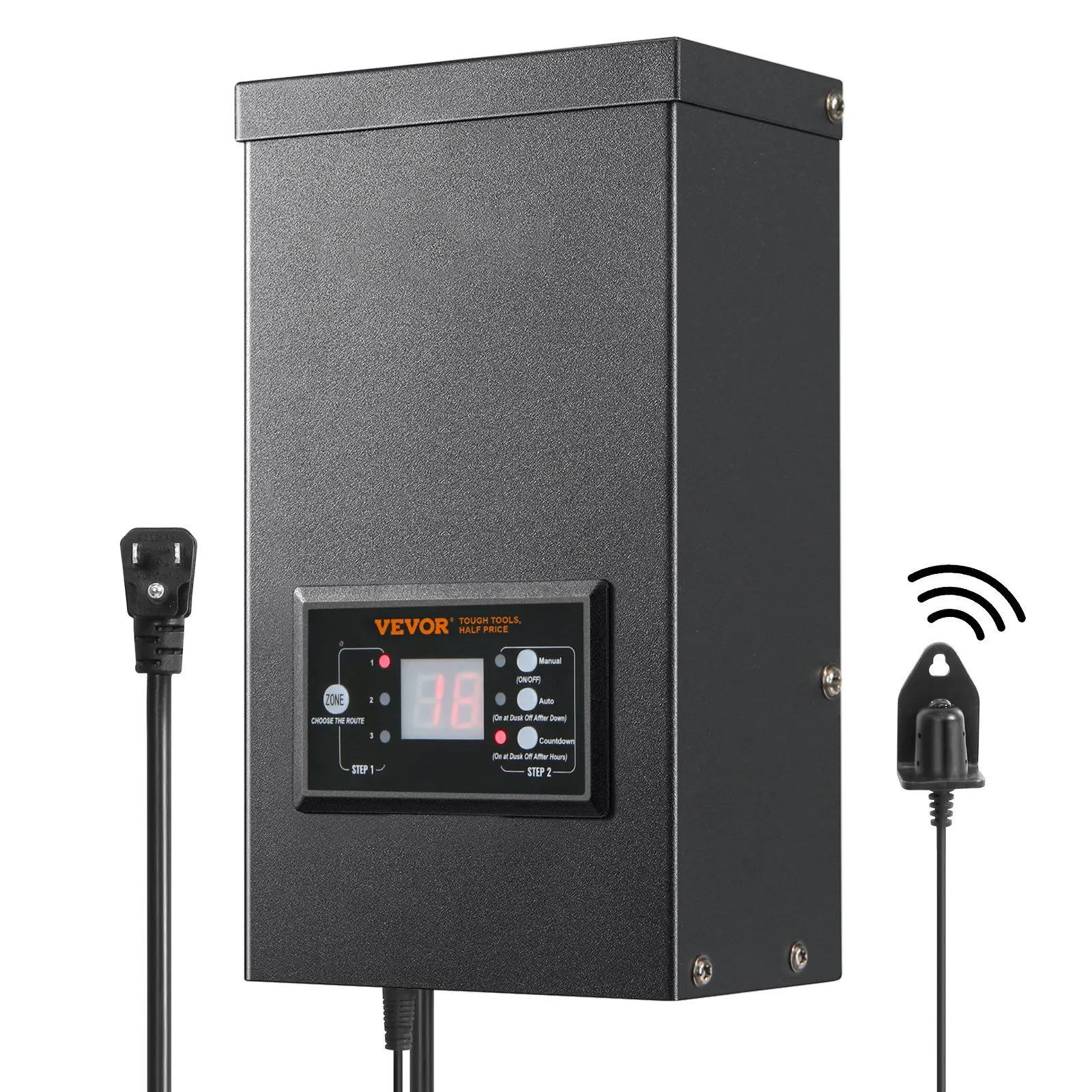 VEVOR 300W Low Voltage Landscape Transformer with Timer & Photocell Sensor, Waterproof, 120V AC to 12V/14V AC, Easy Install for Outdoor Lighting, Garden Lighting, Indoor/Outdoors Use, ETL Listed, Landscape Lighting
