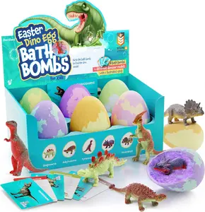 Dino Egg Bath Bombs for Kids - Easter Basket Stuffers - Kid Baths Bomb with Surprise Inside - Dinosaur Toys Gift for Boys and Girls Ages 6 7 8 Years Old Gifts - Fun Educational Toy Fizzy