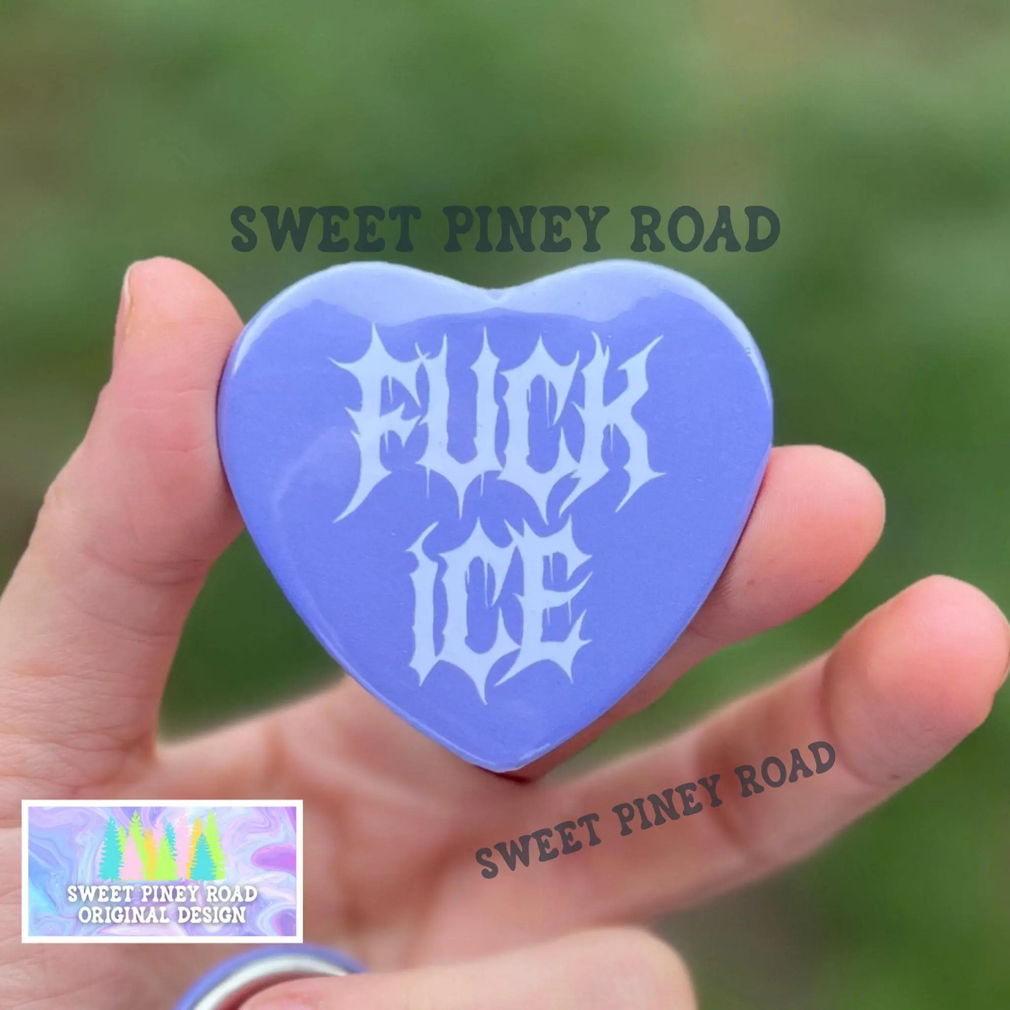 F*ck ICE Metalcore Heart Button Pin, Purple Alternative Goth Abolish ICE Y2K Buttons, Deathcore Hardcore FDT, Anti Trump Pro Immigration