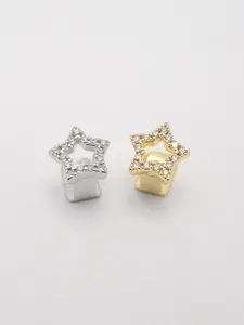 Micro-inlay zircon five-pointed star hip-hop braces, teeth accessory set, comes with a teething ring and tweezers, suitable for both men and women Oral