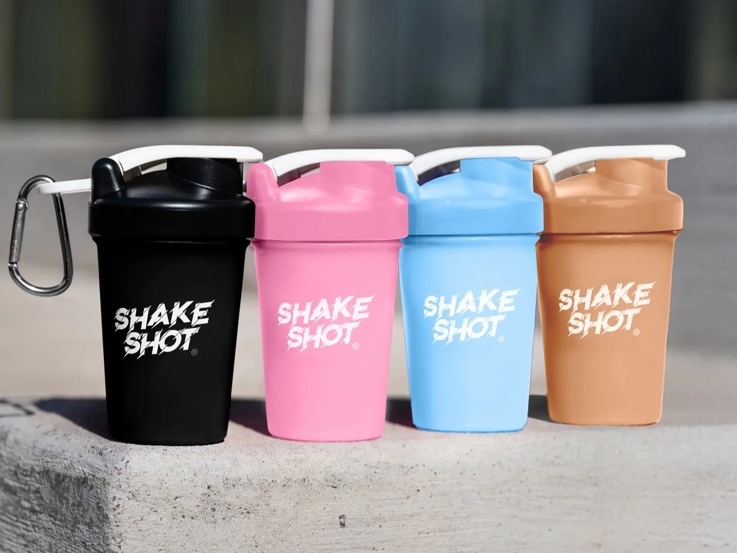 Shake Shot 4 oz Portable Sports Push-Type Flip Lid Water Bottle Multipacks, Mini Pre-Workout & Supplement Bottle with Clip, Shaker Ball, Dishwasher Safe, BPA-Free, Phthalate-Free, Flip Lid Bottle, Portable Sports Bottle