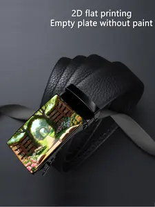 【2D】One piece, dynamic wolf pattern art design, business casual, automatic buckle men's belt, suitable as a gift for Father's Day and Valentine's Day