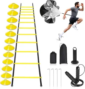 Agility Ladder,Speed Training Equipment Set,20ft Rungs Speed Ladder,Soccer Cones,Jump Rope, Running Resistance Umbrella,Basketball Equipment Football Fitness
