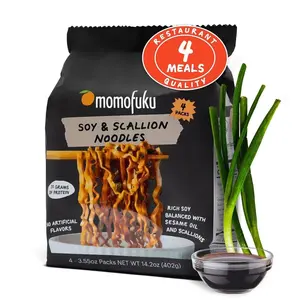 Momofuku Soy & Scallion Ramen Noodles by David Chang, 4 Pack of Restaurant Quality Instant Noodles Now with More Sauce & 10g of Protein