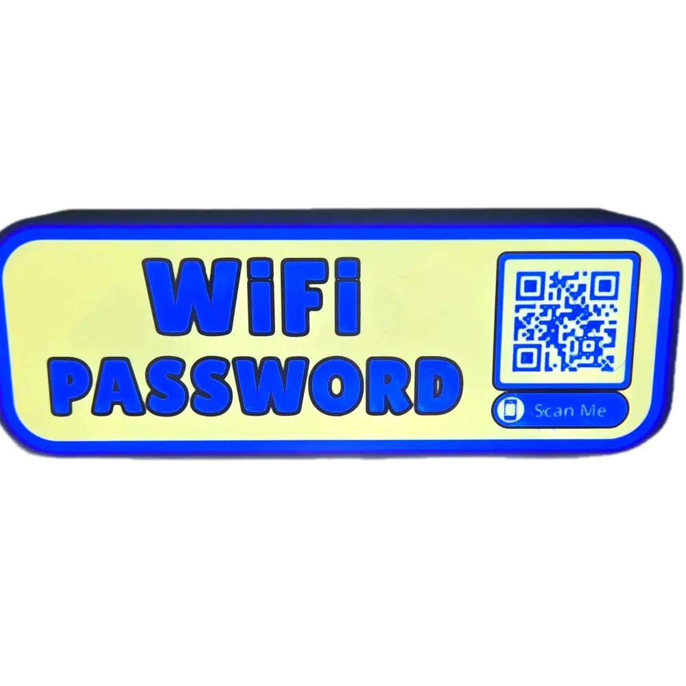 Custom WiFi Sign LED Plaque with QR Auto-Connect, Metal Frame, 12 Colors, 8 Fonts, USB-Powered, Dimmable, 5V Low Voltage, No Batteries, Modern Indoor Use Led Lights for Home Decor Small Biz Supplies