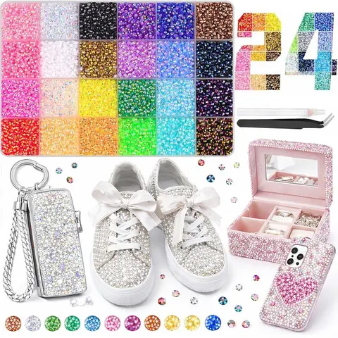 DIY Diamond Bedazzling Kit for Nail Art Apparel DIY Crafts – Complete Bedazzling Kit to Create Unique Designs, with 3mm Mixed Resin Rhinestones, Versatile Craft Materials for Personalization