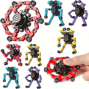 Random 2pcs Deformable Stress Relief Rotating Toy, Fun Sensory Toy, DIY Chain Robot Rotator, Fidget Spinner, Classroom Prize for Kids