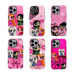 Halloween Powerpuff Girls Trick Or Treat Cartoon Art Heavy Duty Tough Phone Case Shockproof Drop Protection Durable Hard Cover Aesthetic Gift for iPhone 11 12 13 14 15 16 17 Pro Max Plus