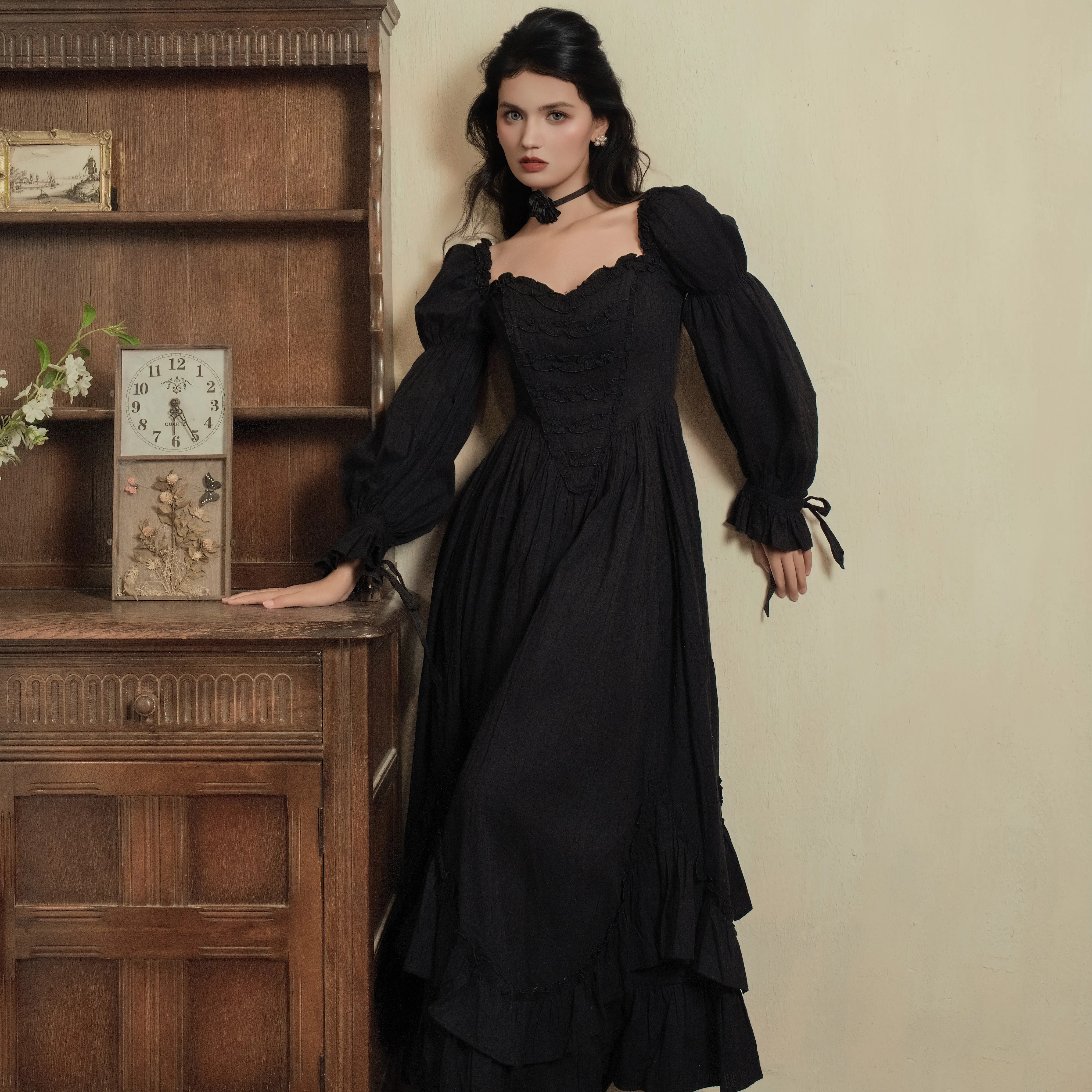princess polly baby blue dress penu baby kids Black Velvet Long Tulle Sleeve Girl's Dress with Ruffles on  the Sleeves and Hem- Trendyol main image 0