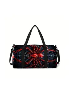 Red spider pattern printed large capacity travel Fashionable duffel bag