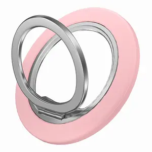 Upgraded Magnetic Phone Ring Stand, Magnetic Smartphone Holder 2 Side Magnetics for MagSafe Cases Dual Hinge 360 Rotation Finger Grip with Super Strong Magnet Kickstand Compatible with iPhone 17 16 15 14 13 12 ,Android Phones Pink
