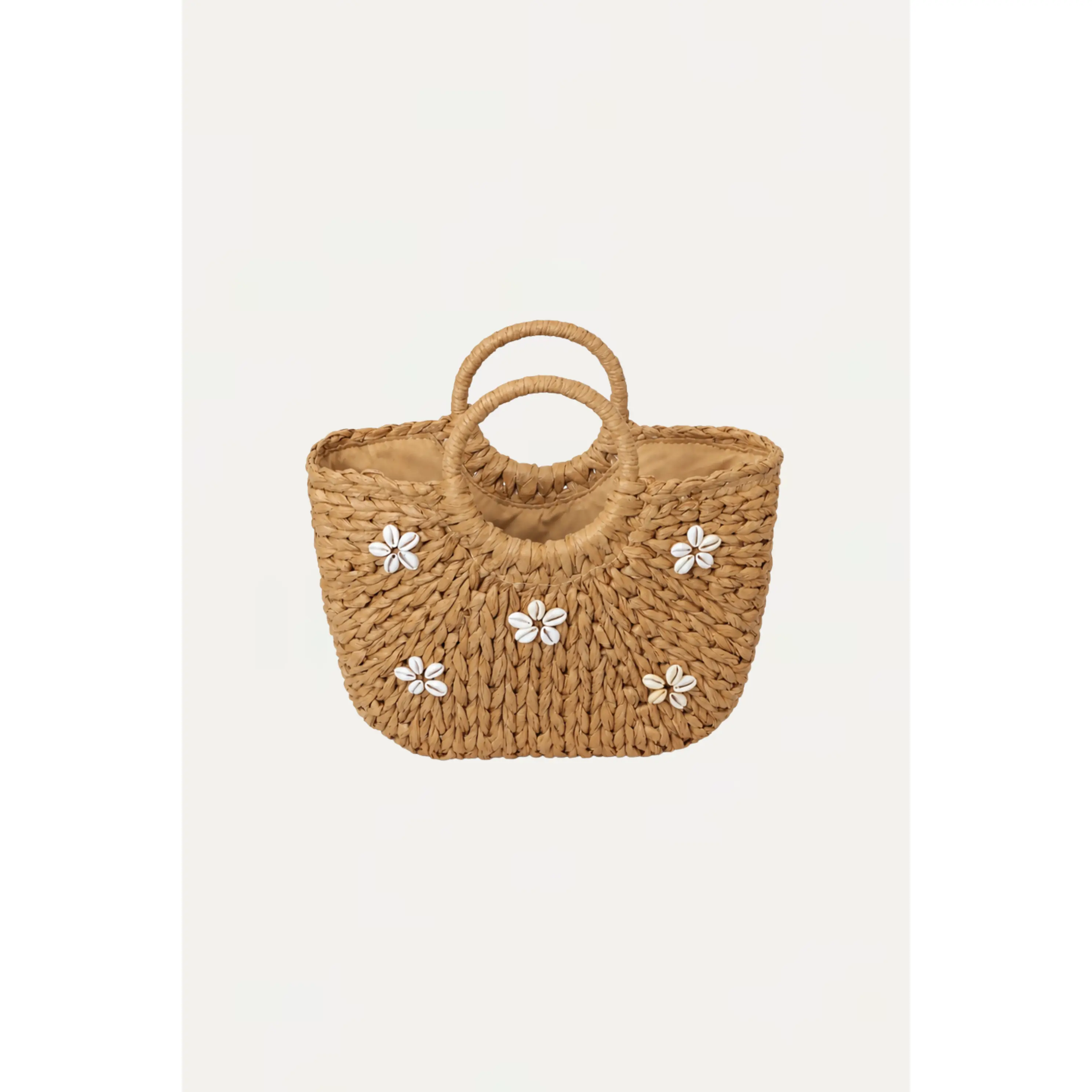 Raffia Bag With Beaded Floral
