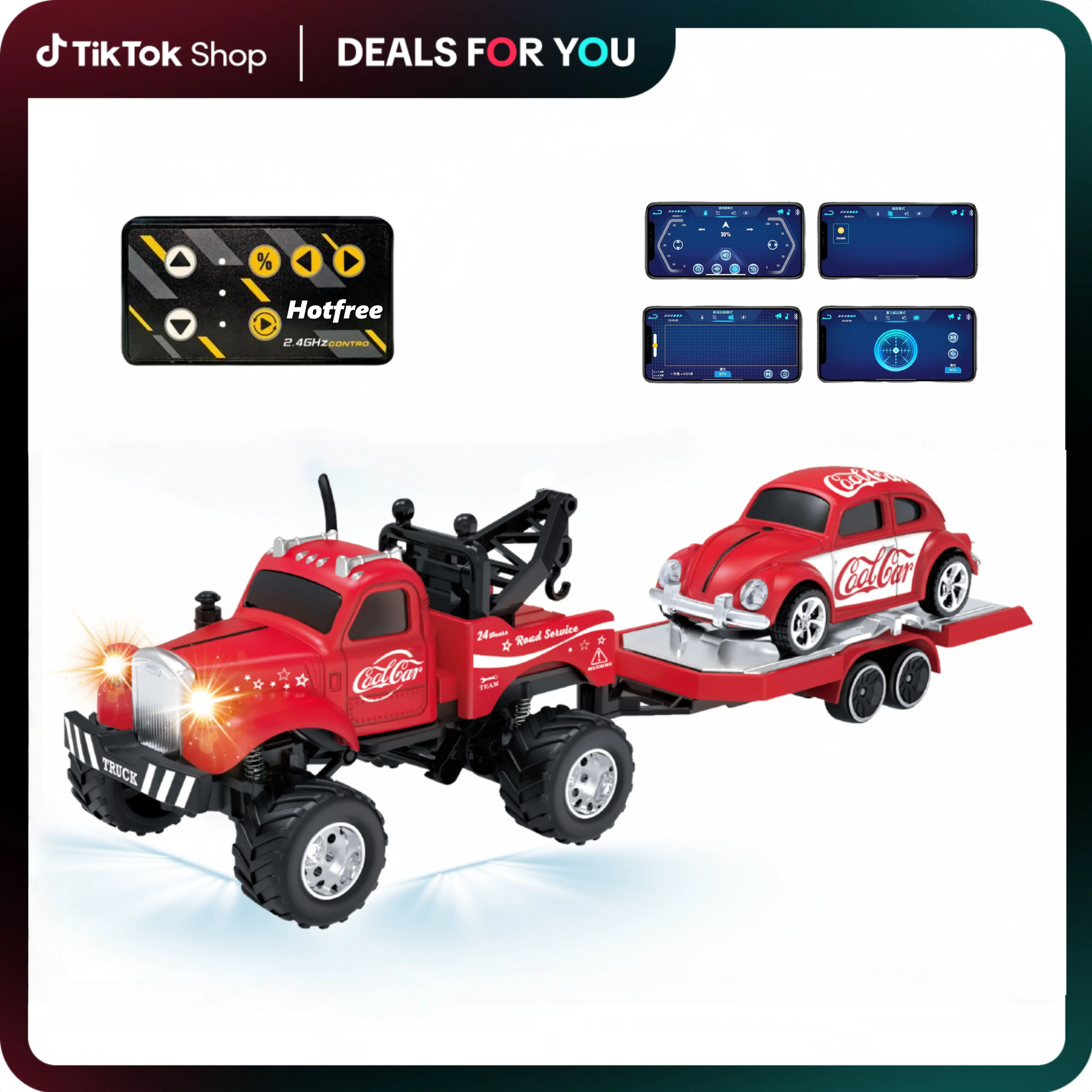 Hotfree 1/64 Mini RC Monster Truck RC Model Car - 2.4GHz APP & Remote Control Alloy Big Wheel Stunt Racer, USB Charge Desktop Toy, Kids+Adults Remote Controlled Vehicle, Ideal Christmas Gift