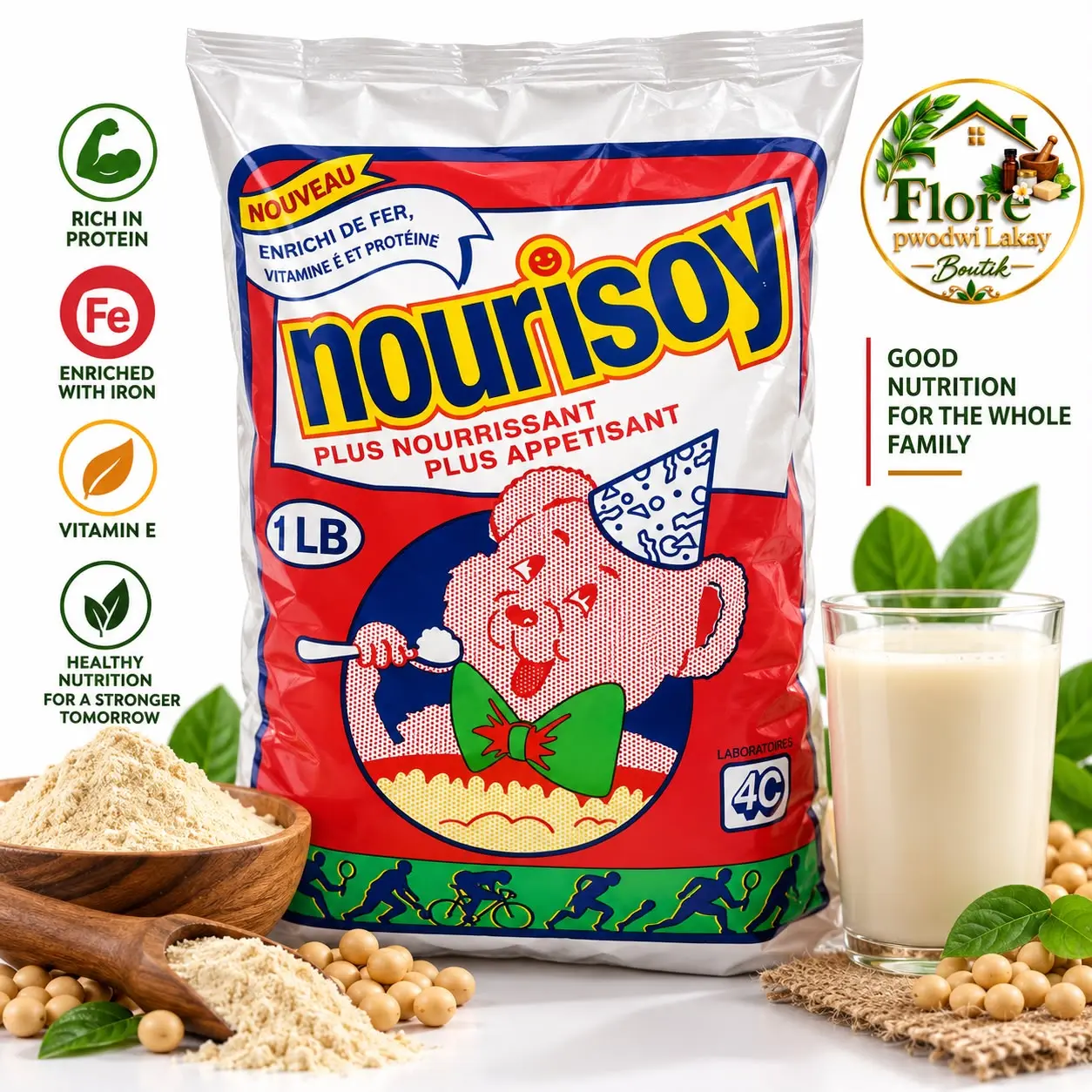 Nourisoy Baking Bread Flour, Flore Pwodwi Lakay, 1 LB