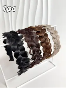Women's Braided Ponytail Hair Accessory, High-Temperature Fiber Fake Hair Headband, Anti-Slip Design, Fashionable and Practical, Perfect for Daily Wear, Headbands Women